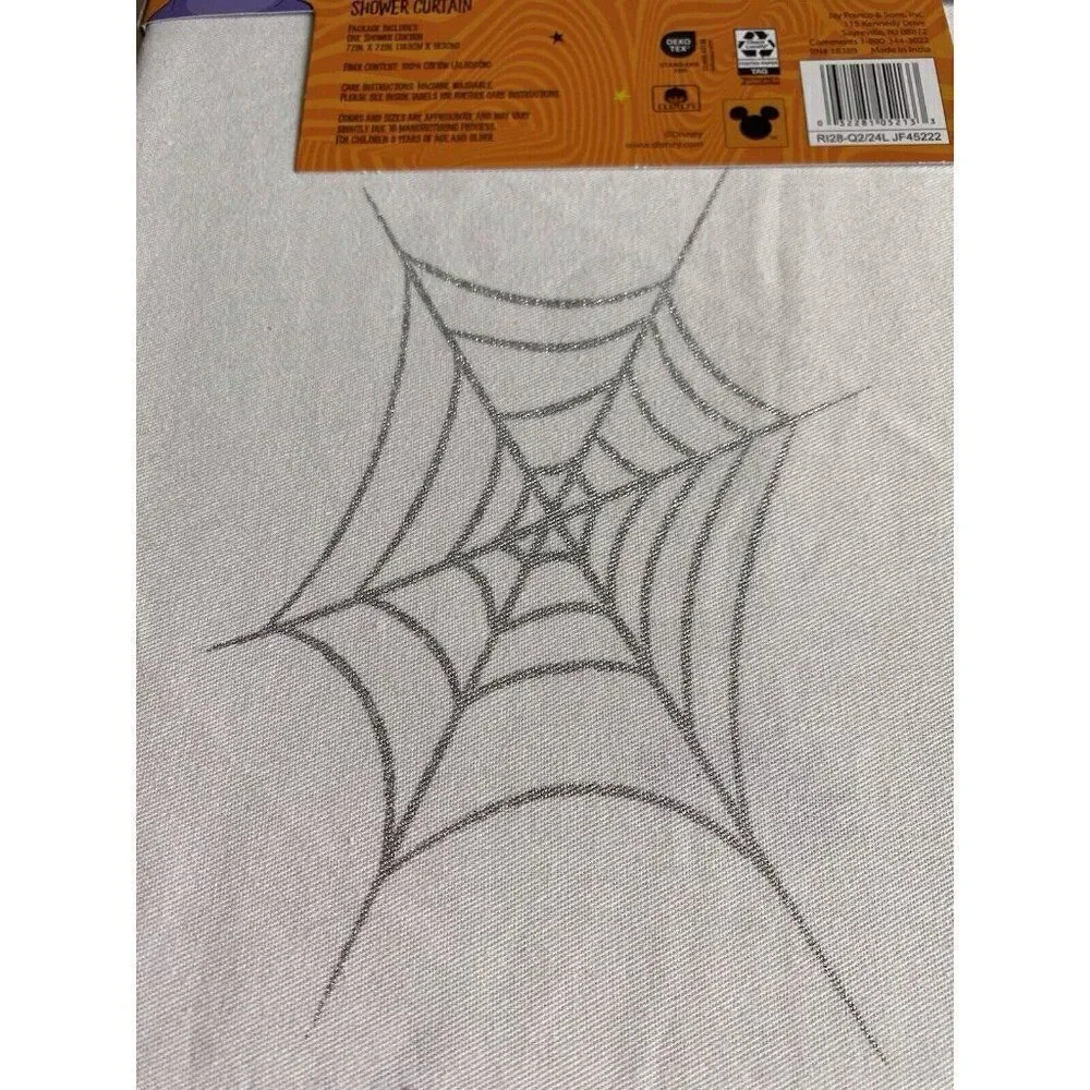 Disney Halloween Lilo Stitch Fabric Shower Curtain Witch Spider Web 72 X 72” NEW